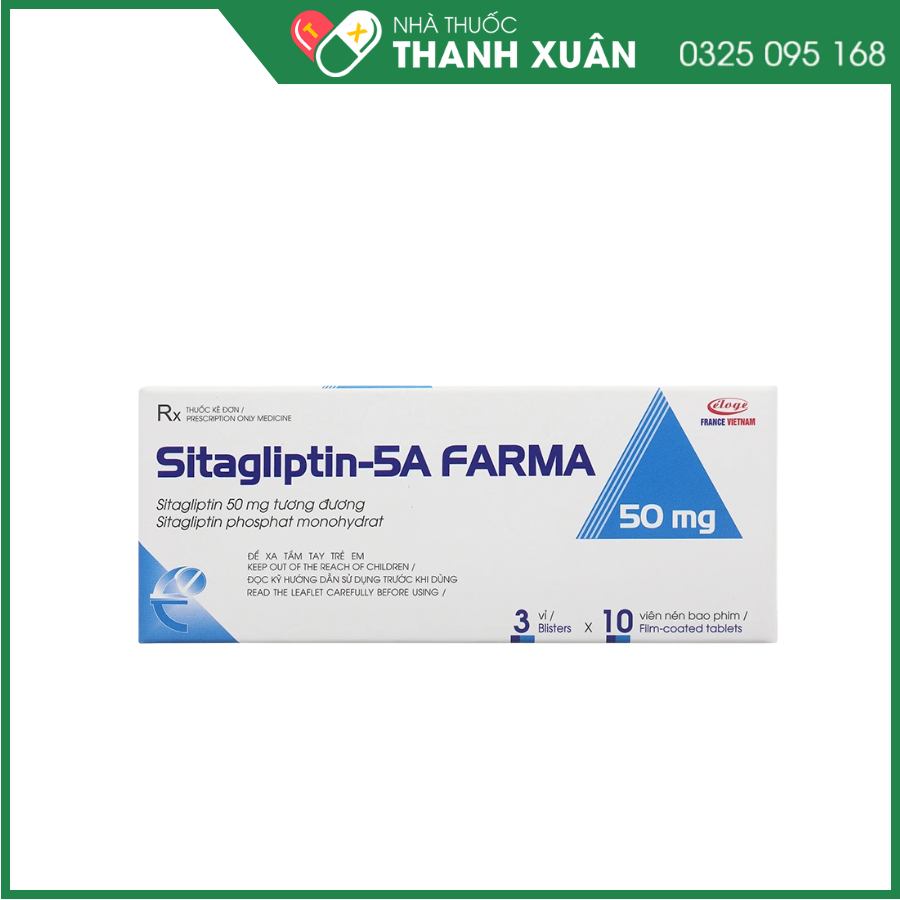 Sitagliptin - 5A Farma 50mg kiểm soát đường huyết ở bệnh đái tháo đường type 2